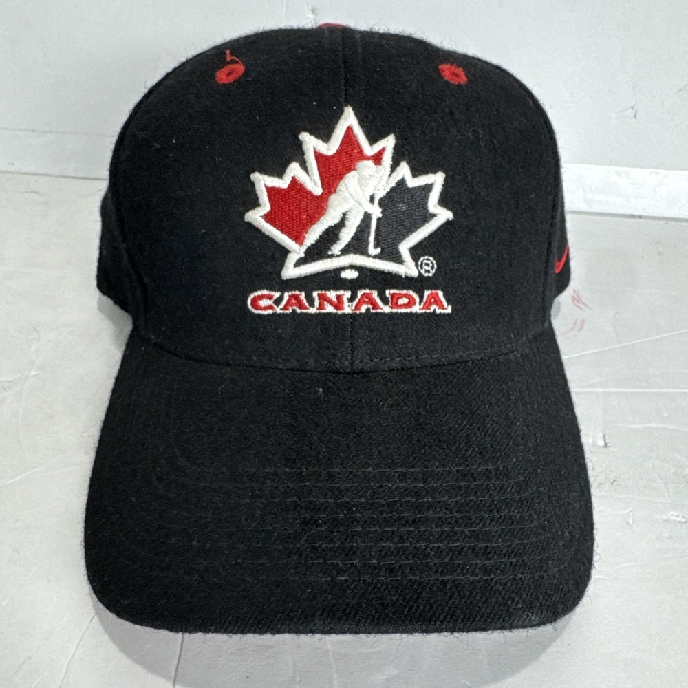 Vtg Nike Hockey Team Canada Baseball Hat Embroidered‎ Logo – 100% Wool One Size